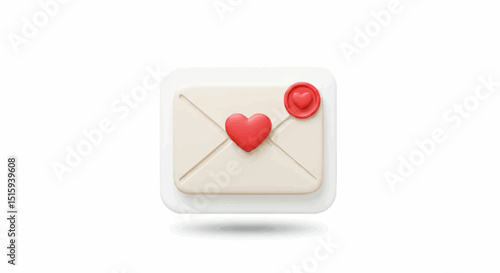 Romantic love letter with a heart shape. 