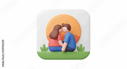A tender moment captured in an app icon, a couple embraces. 