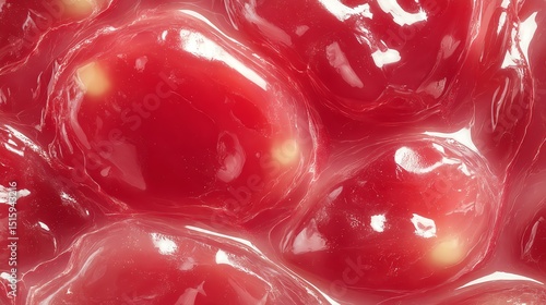 Close-up of vibrant red cherries with shiny skin and rich texture.