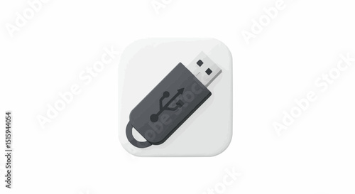 A close-up shot of a USB flash drive on a minimalist background. 
