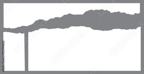 White realistic torn or ripped paper strip collection with grunge edges. Rips paper texture vector art background	
