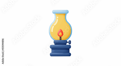 A lit lantern with an artistic representation. The lantern has a warm glow, illuminating the surrounding darkness. 