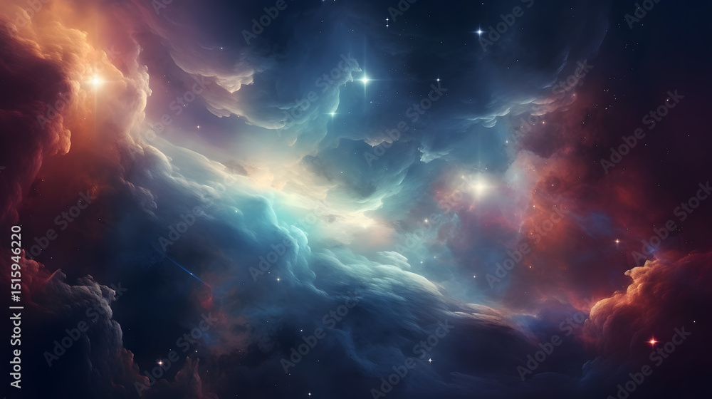 Naklejka premium Cosmic background of stars and galaxies. 