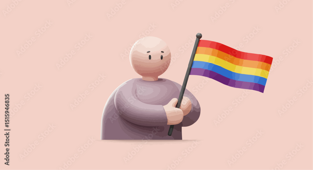 Fototapeta premium An inclusive representation, holding a pride flag in solidarity