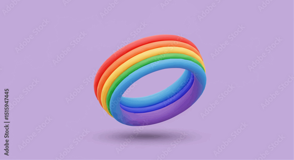 Obraz premium Rainbow ring on purple background 
