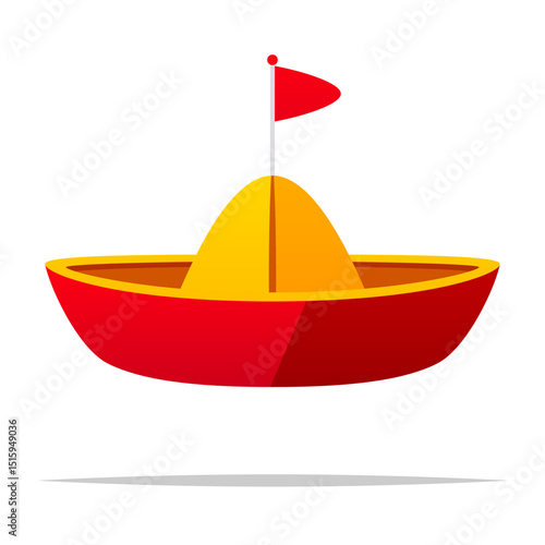 Toy boat vector isolated illustration