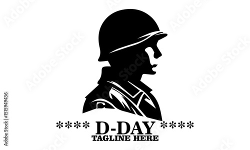 Military helmet and stars icon, D-Day tribute on June 6, 1944 vector illustration and logo design