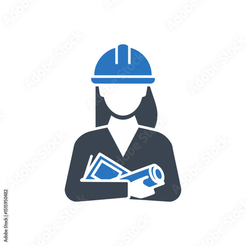 female engineer with blueprint icon