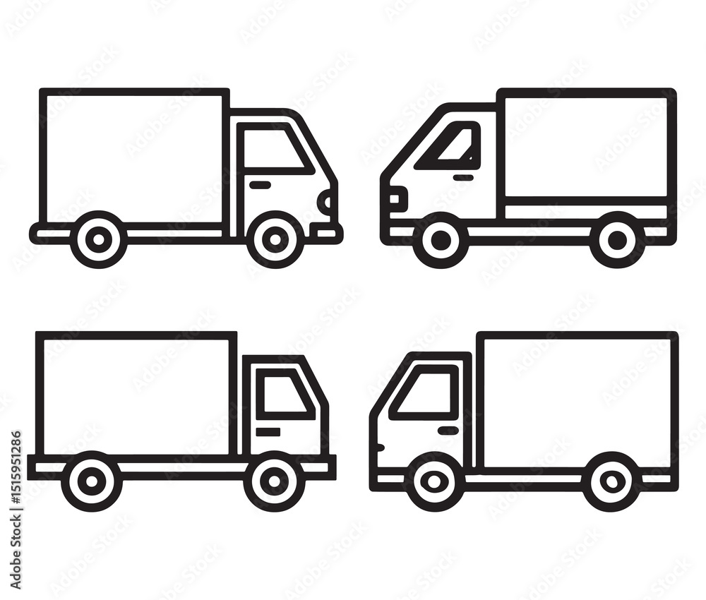 Belivery truck icon line art. Fast shipping truck black and white vector. Belivery truck icon line art. Fast shipping truck black and white vector.