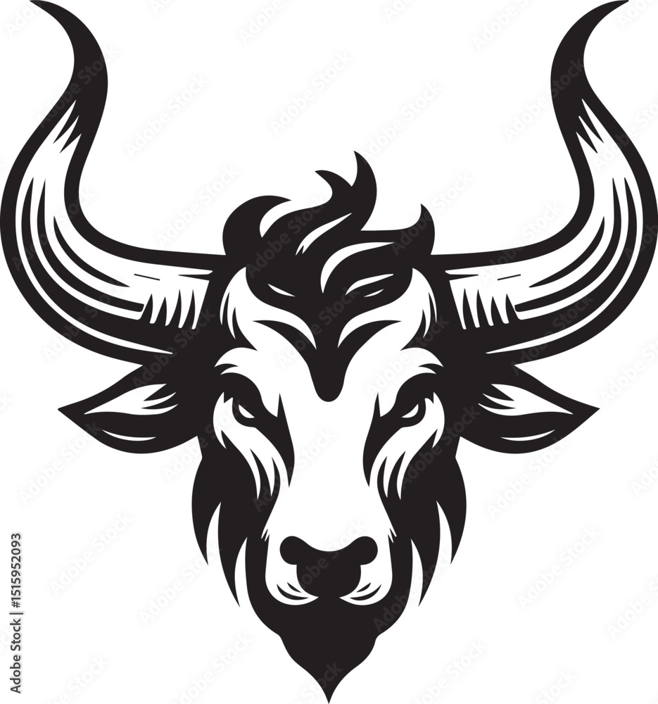 Fototapeta premium Minimalist Black and White Bull Vector Illustration
