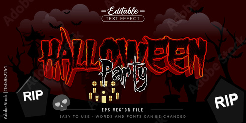 Halloween party invitations editable text effect.