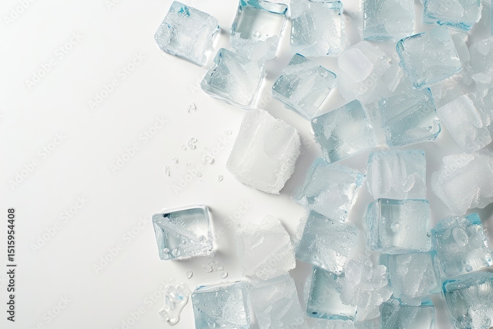 Clear ice cubes on surface Clear ice cubes on surface