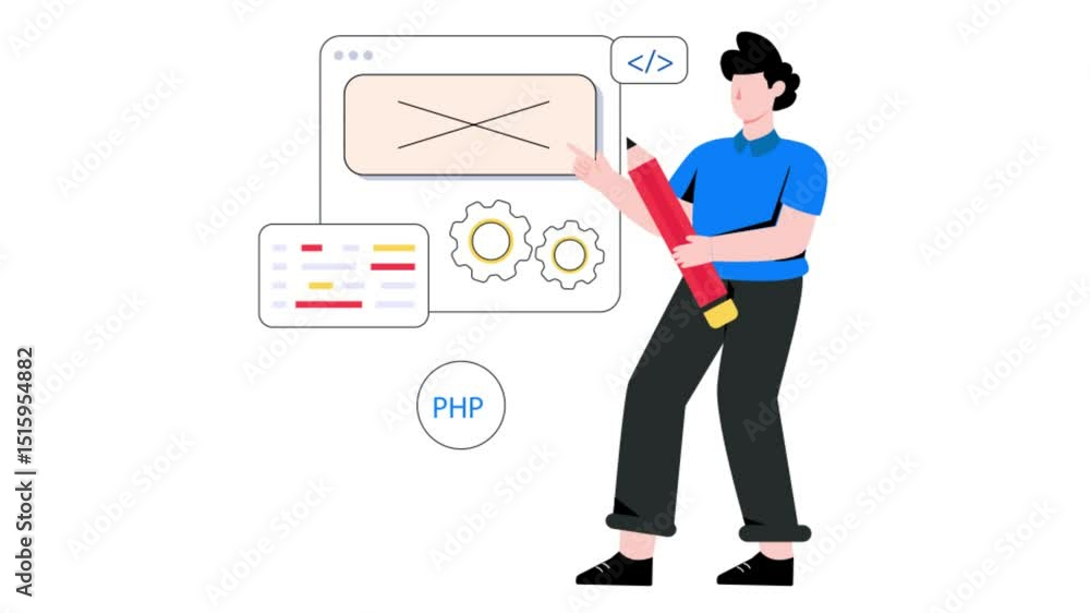 Web Development 2D Flat Animation. Web Development 2D Flat Animation.