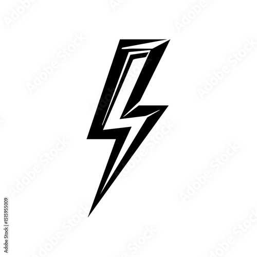 Vector logo of a stylized lightning bolt in a minimalist black design. High voltage energy symbol represented in bold silhouette style.



