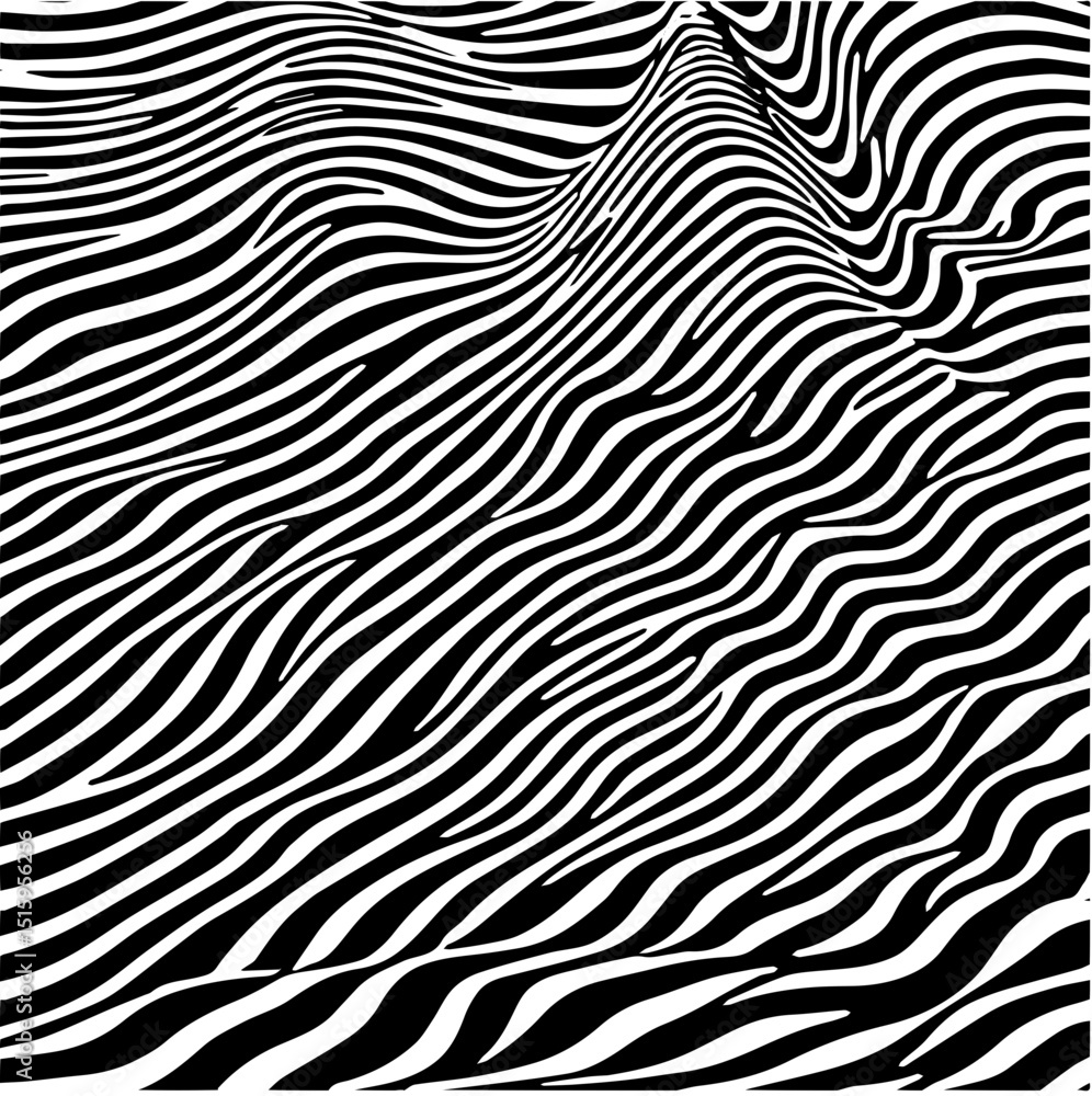 Zigzag wave optical illusion pattern, high contrast black and white background Zigzag wave optical illusion pattern, high contrast black and white background