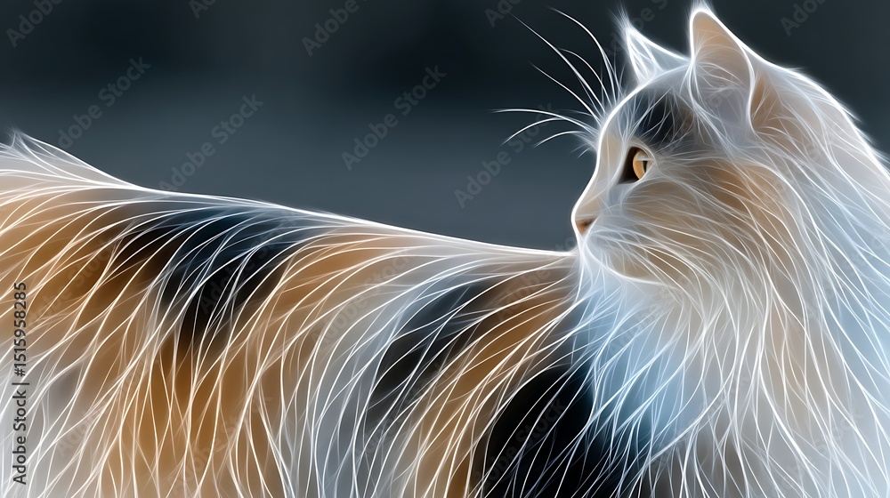 Naklejka premium Colorful Kitten Outline on White Backdrop for Artistic Coloring Projects