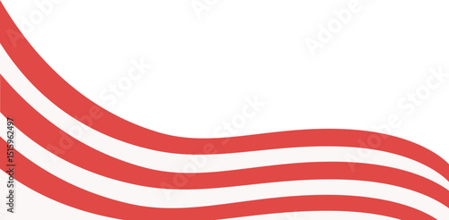 A red white and blue American flag wave background with stars and copy space. America border and corner for header, footer design.