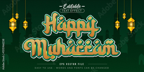 Happy Muharram design editable text effect.
