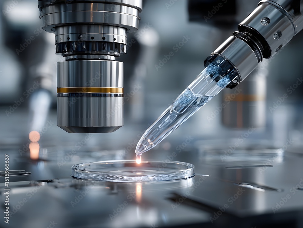 Breakthrough Lab Precision with Robotic Pipette Dispensing Close-Up Shot: Automation Advancing Research Efficiency Revolutionizing Science Breakthrough Lab Precision with Robotic Pipette Dispensing Close-Up Shot: Automation Advancing Research Efficiency Revolutionizing Science