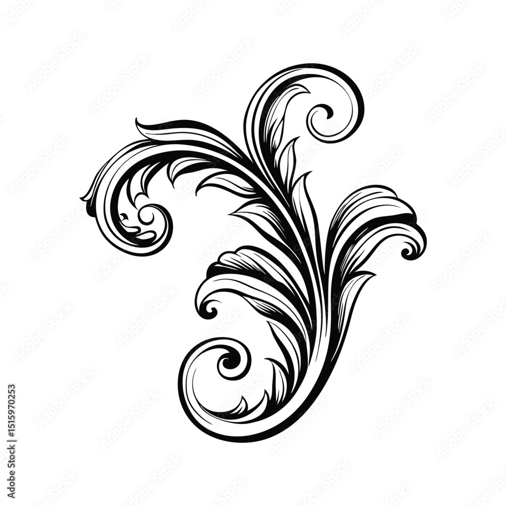 Elegant black and white decorative flourish design vector illustration for design projects Elegant black and white decorative flourish design vector illustration for design projects