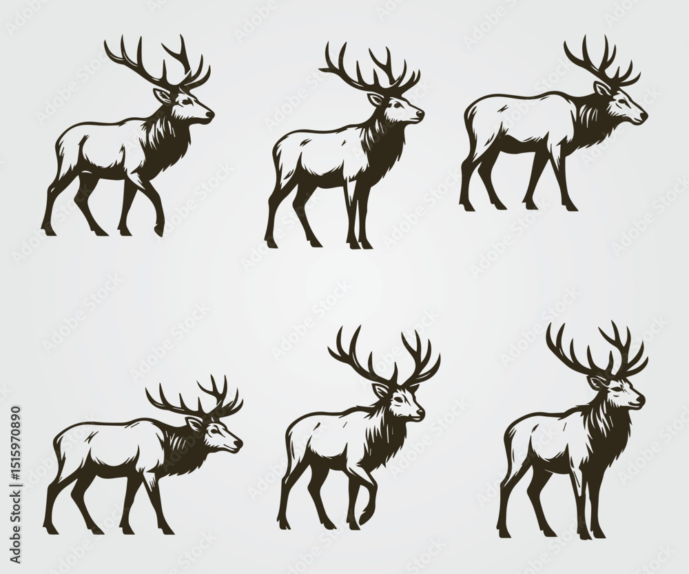 Naklejka premium full body bull elk graphic design, collection of elk vector illustration art