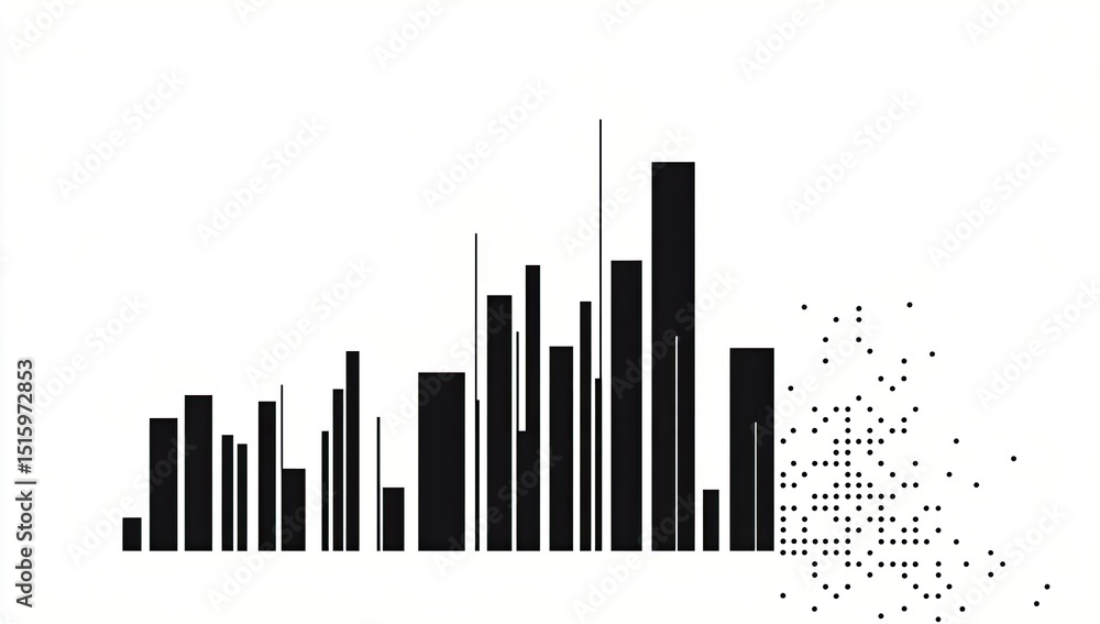 Obraz premium City skyline with data dispersion