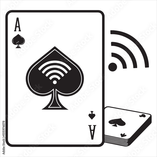 Cards Spades Icon Black and White Internet Technology Background
