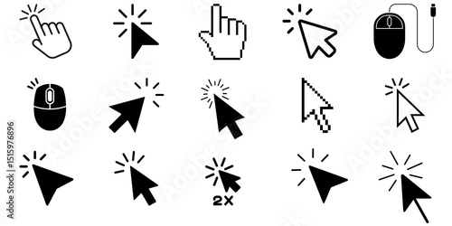 Schilderij op canvas Collection of Different Mouse Pointer and Clicker Icons Images