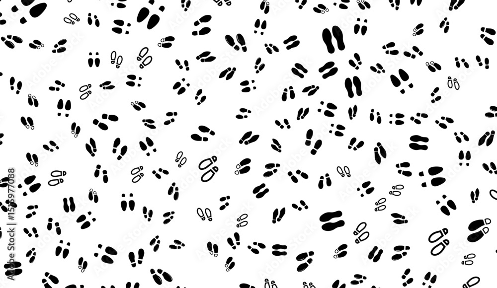 Seamless Pattern of Footprints on White Background - Ideal for Textile and Design Projects with Dynamic Steps and Walking Motion, a Clean Texture and a Footprint Theme Seamless Pattern of Footprints on White Background - Ideal for Textile and Design Projects with Dynamic Steps and Walking Motion, a Clean Texture and a Footprint Theme