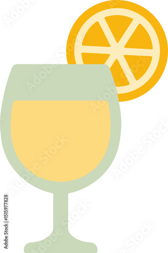 Flat Design Lemon Juice with Slice Garnish