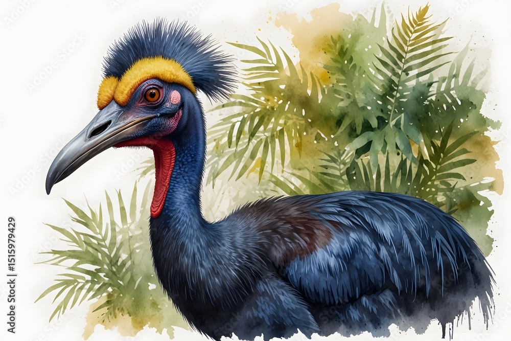 Fototapeta premium Cassowary in watercolor style