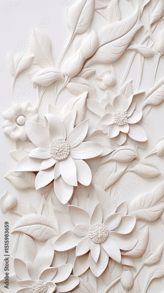Flower white pattern relief. Flower white pattern relief.