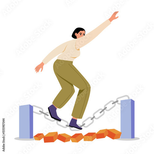 Flat style illustration showing a character facing life challenge