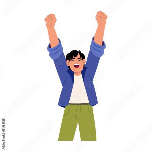 A flat style illustration showing a happy person