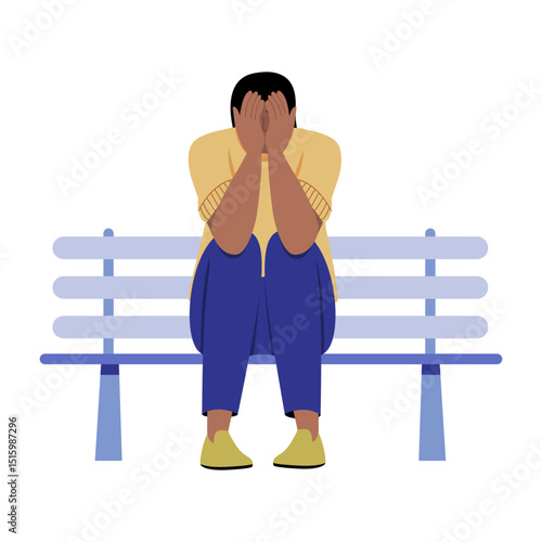 A person having panic attack, flat style illustration