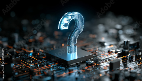 Digital question mark symbolizing business faqs tech environment 3d view