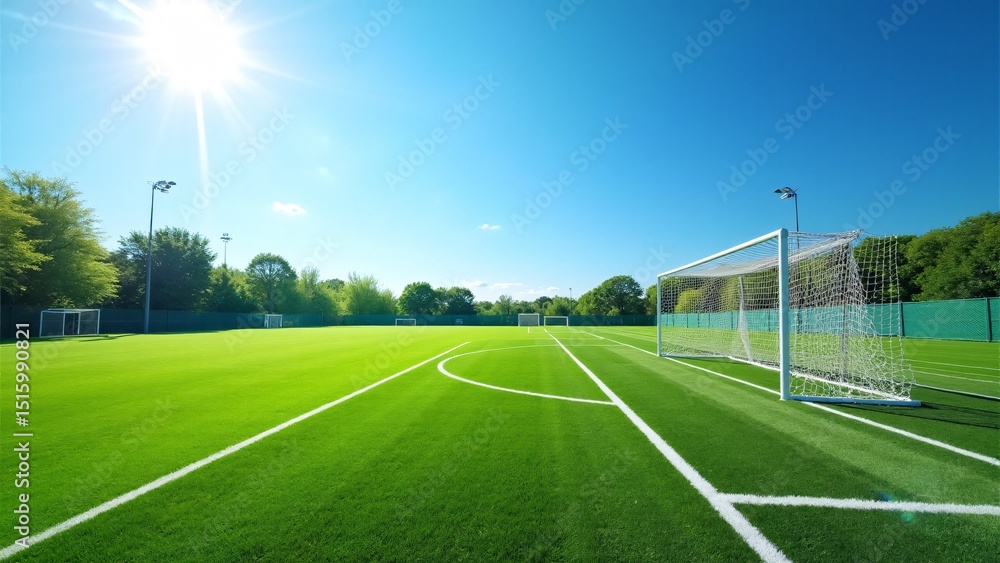 Fototapeta premium Bright Sunny Day At Soccer Field