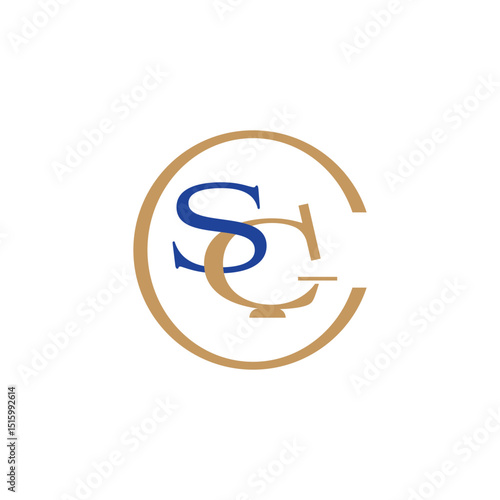 A classic and elegant monogram logo featuring stylized, overlapping letters "S" in blue and "C" in tan, partially enclosed within a tan circular outline that is open on the right side.