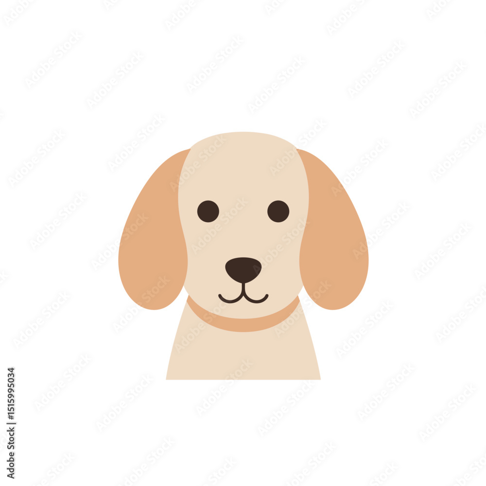 Cute cartoon puppy with large eyes and floppy ears, set against a minimalistic background Cute cartoon puppy with large eyes and floppy ears, set against a minimalistic background