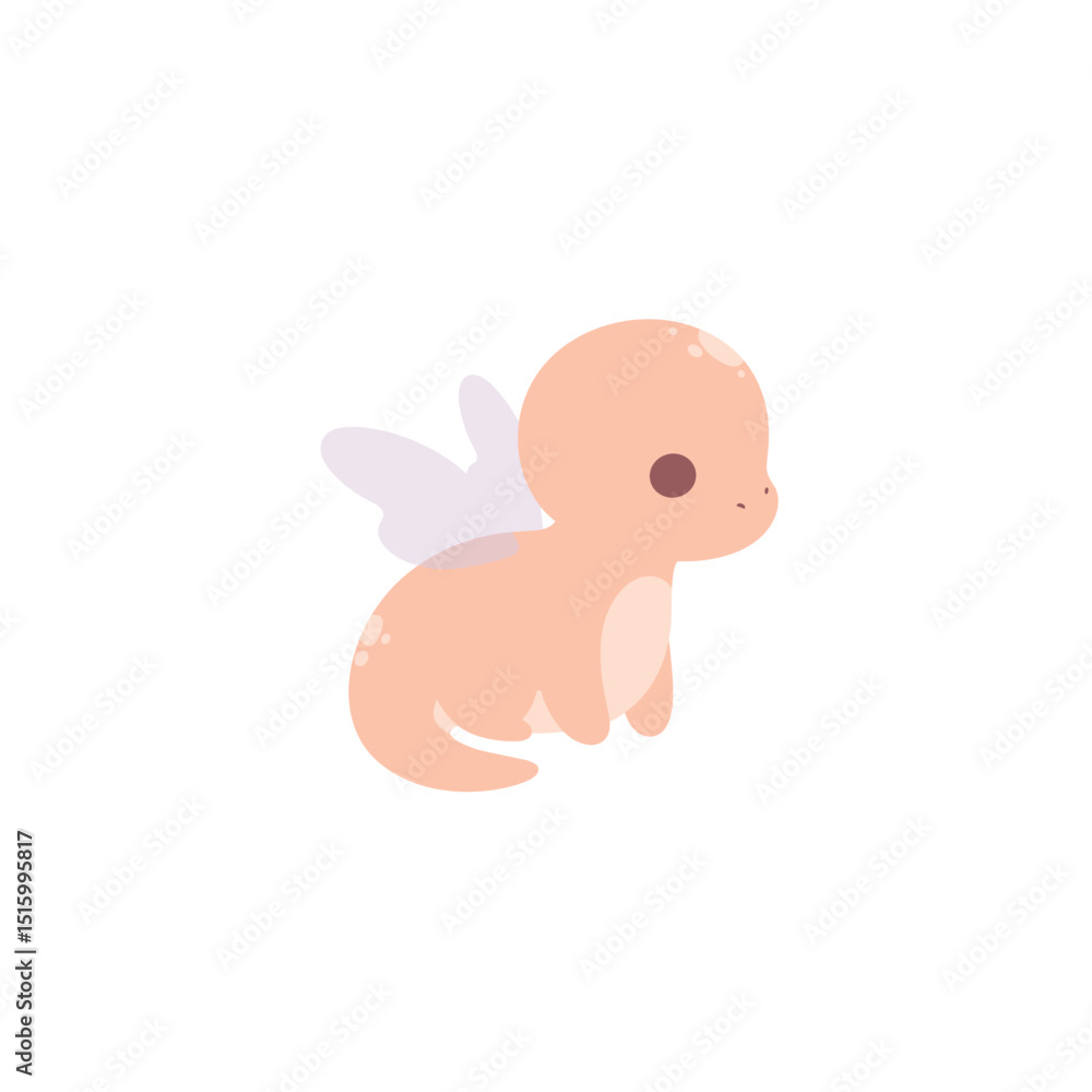 A cute, pastel-colored cartoon dragon with small wings poses against a clean white background A cute, pastel-colored cartoon dragon with small wings poses against a clean white background