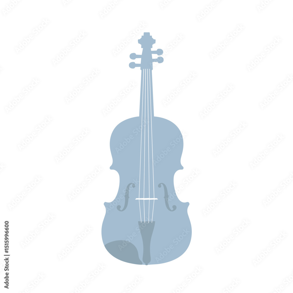 Naklejka premium Elegant blue silhouette of a violin against a clean white background
