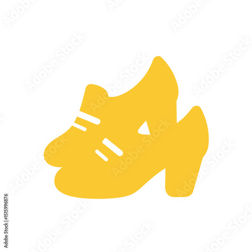 Simplified mustard-colored graphic depicting footwear, possibly a shoe or boot