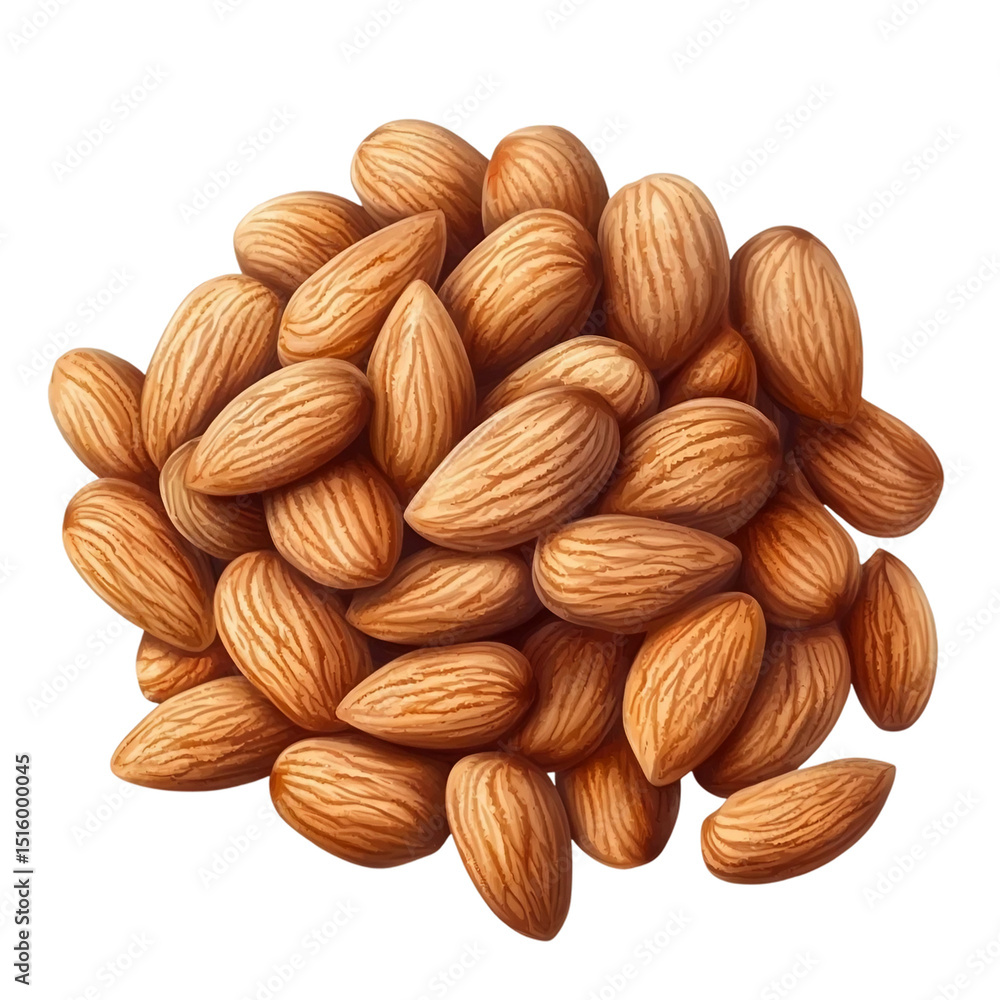 Fototapeta premium almonds isolated on white and transparent background.