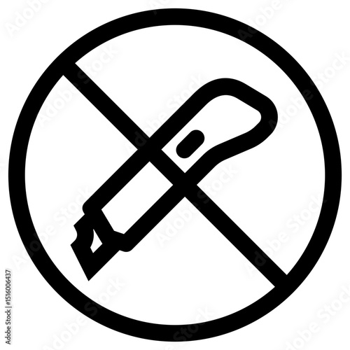 No box cutter vector icon symbolizing prohibition and safety rules