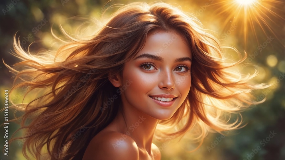 Fototapeta premium Tropical Summer Girl in Paradise Vibrant Poolside Beautiful girl , summer girl background , image , beautiful woman wallpaper , water color style art