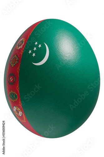 Rendered easter egg with a flag of Turkmenistan on the surface.