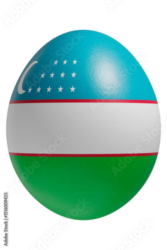 Rendered easter egg with a flag of Uzbekistan on the surface.
