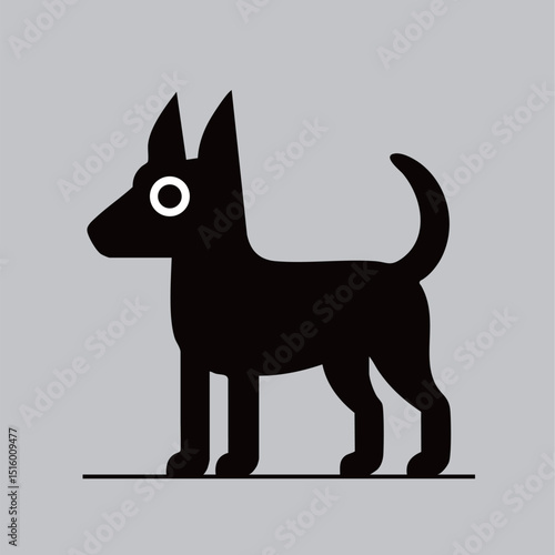 Cute vector dog illustration, perfect for pet lovers, simple black and white design, ideal for stickers or prints.