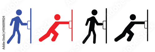 Set of pull or push door signs. Vector push and pull icon sticker design concept. Vector Illustration . EPS 10 . 