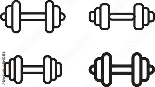 gym dumbbell line icons set. workout, weightlifting, strength, fitness training. editable vector illustration